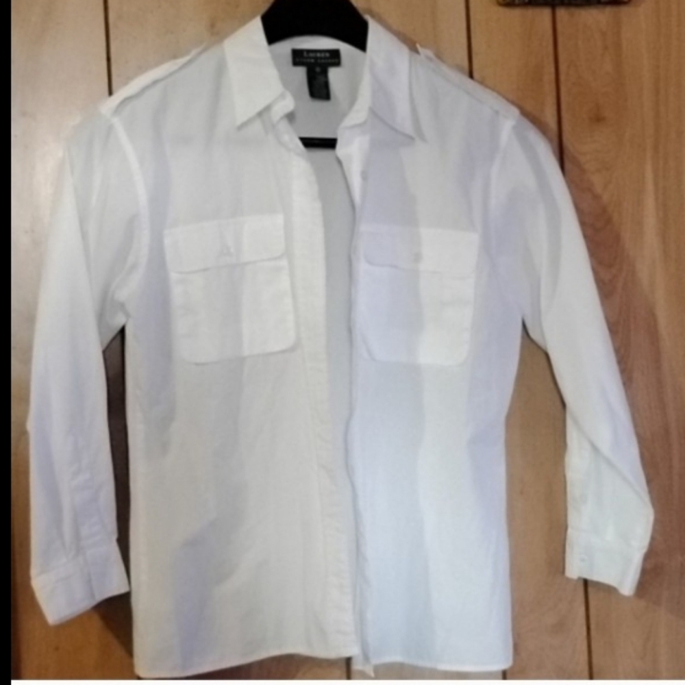 Lauren Ralph Lauren White Button Down Shirt With Pockets